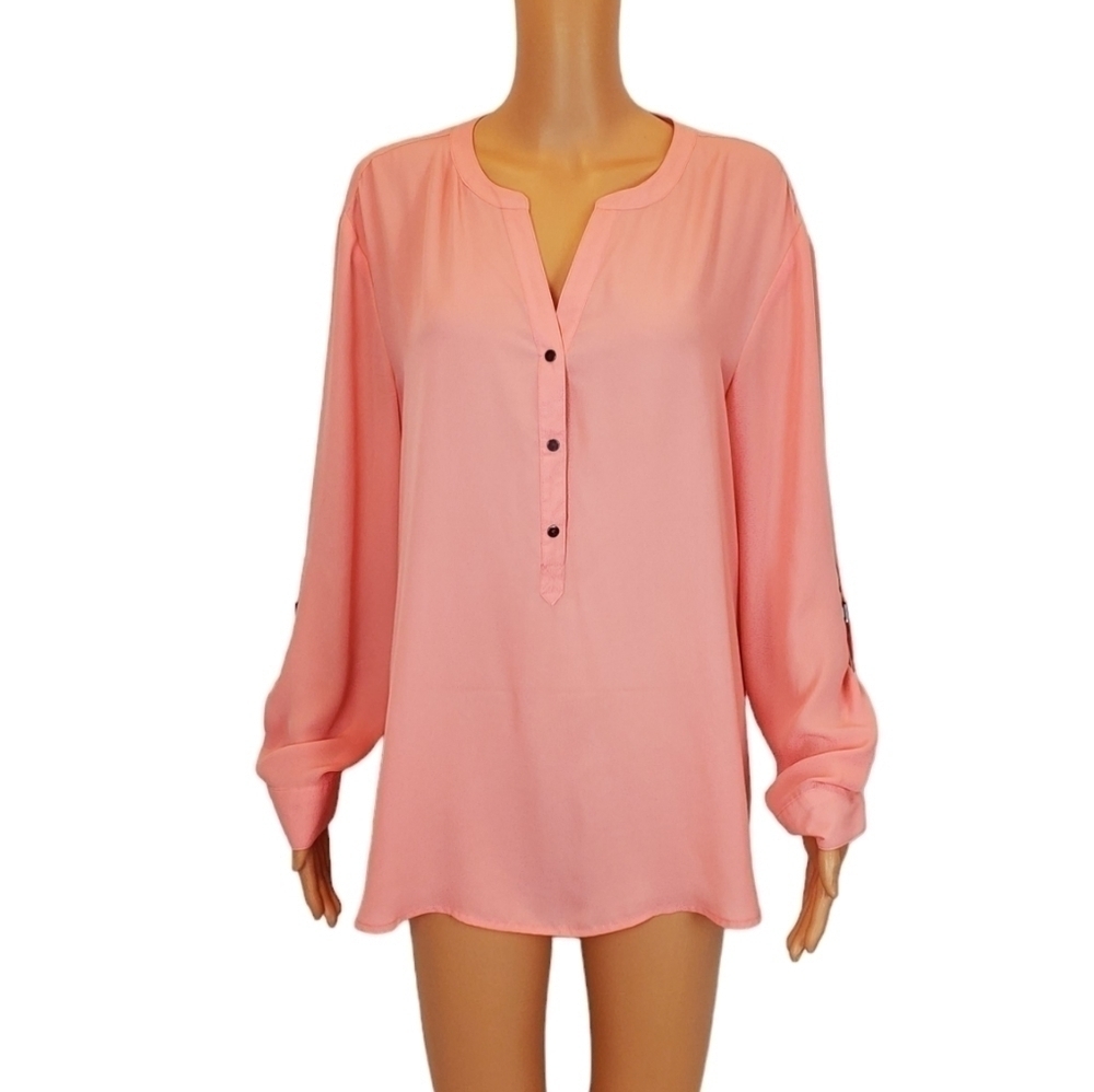 Adrianna Papell long sleeve v-neck blouse